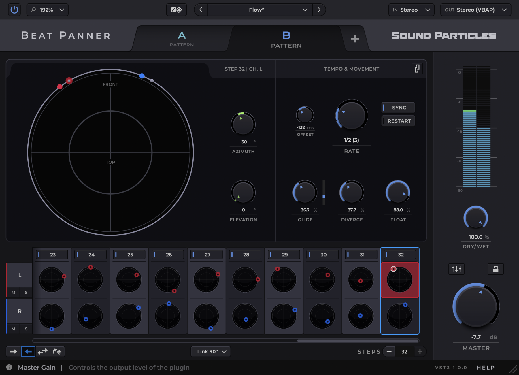 Beat Panner 32-Step Sequencer Interface