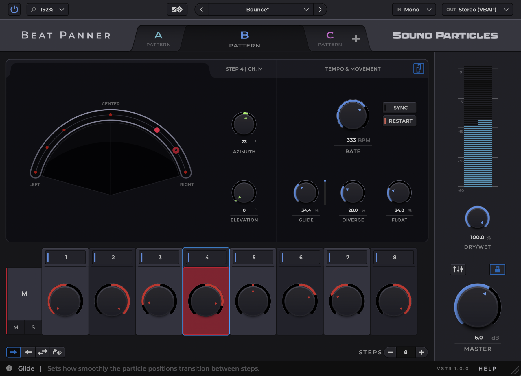 Multipattern Switching in Beat Panner